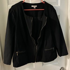 Black blazer with gold accents